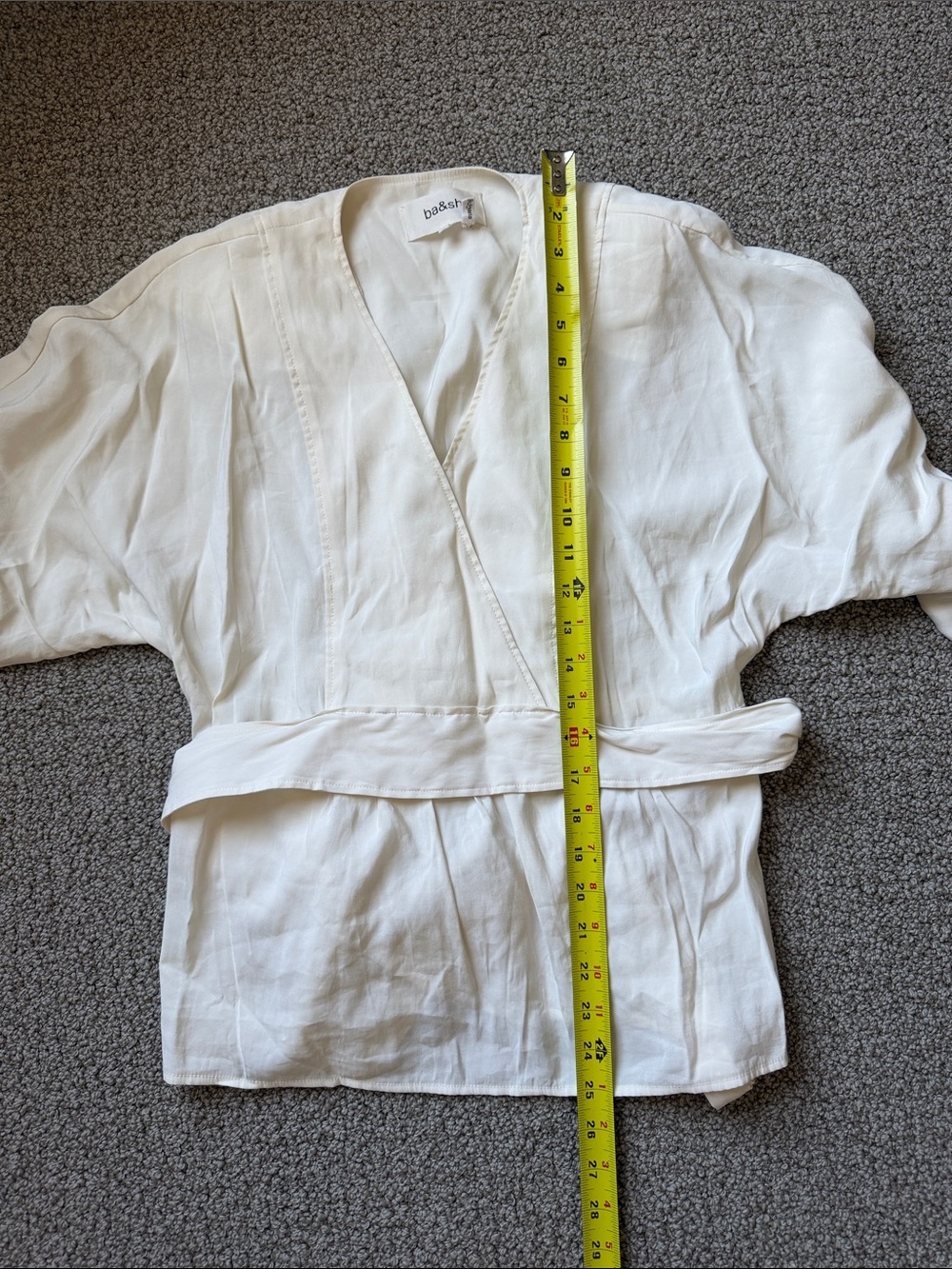 ba&sh Lady Wrap Blouse Ecru Cream Long Sleeve Size Small - Picture 9 of 13